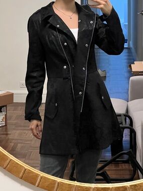 Betsey Johnson Black Long Trench Coat